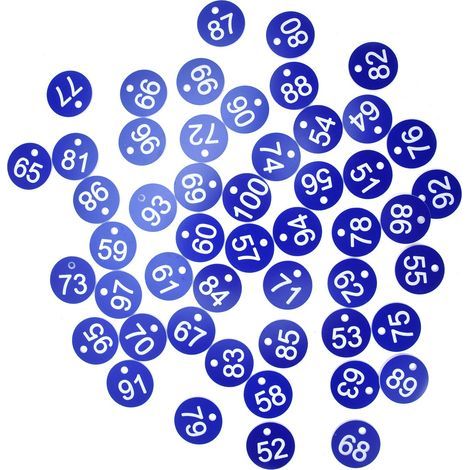 Lote de 50 etiquetas numeradas del 51 al 100 – azules – agricultura / apicultura / ganadería (1/5)