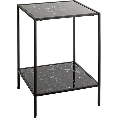 Table d'Appoint Effet Marbre "Julia" 60cm Noir