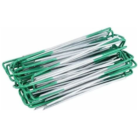 royaluxe-50 Pcs Piquets de Fixation, Piquets de Jardin, Agrafes Gazon Synthétique Vert, pour bâches de Sol de Jardin, Fixation de Gazon synthétique extérieur (1/5)