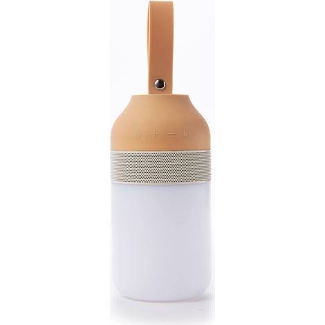 Altoparlante Bluetooth con Lampada LED 7,6x7,6x1,5 cm in Plastica Bianco Panna (1/5)