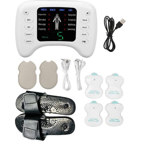 Stimulateur musculaire à 8 modes et 10 unités, appareil rechargeable à double canal et 10 unités avec 4 électrodes, masseur à impulsions électriques pour le traitement du soulagement de la douleur (1/5)