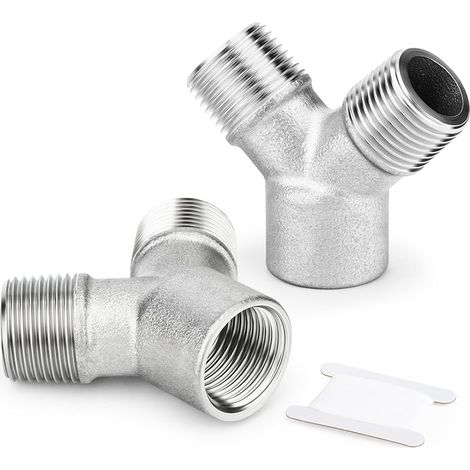 2 pièces de raccord en Y 3/8" BSP, répartiteur fileté 3 voies en acier inoxydable 304, raccord mâle-femelle pour compresseur d'air, eau, carburant et gaz (1/5)