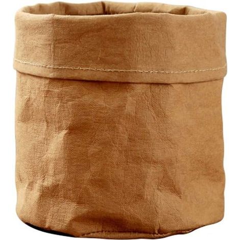 Sac de rangement multifonction en papier kraft lavable pour bureau, pot de fleurs, sac de décoration, récipient réutilisable pour le rangement de la maison (marron-M) (1/5)