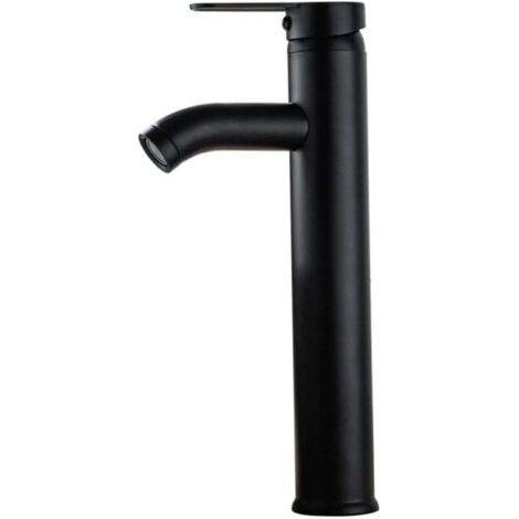 Basin Faucet Basin Faucet Basin Faucet Hot and Cold Water Faucet Black Galvanized Stainless Steel Bathroom Sink Above Counter Basin Mixer Tap (1/4)