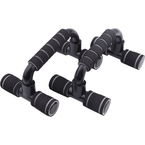 Barres de pompes, musculation, rembourrées, antidérapantes, structure stable pour hommes et femmes, équipement de fitness, entraînement au sol (gris)