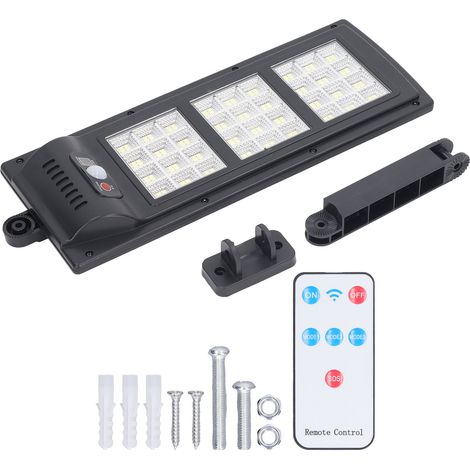 Ortviai Lampadaire Solaire Extérieur 144 LED avec Capteur de Mouvement et Télécommande – Étanche, 5000 lm, Batterie Intégrée