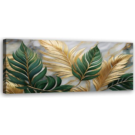 Tableau déco Feuilles botaniques Glamour Marble Gold 90x30 (1/5)