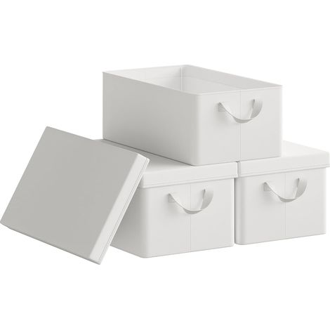 WOLTU 3x 36L Storage Boxes, Stackable Design Storage Chests White