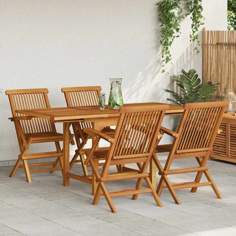 5-tlg. Garten-Essgruppe Massivholz Teak