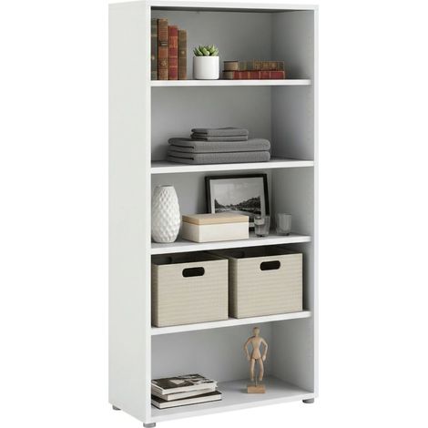 Libreria Apice, Biblioteca 4 Ripiani, Installazione a Muro, 40.1x89.2x186h cm Bianco