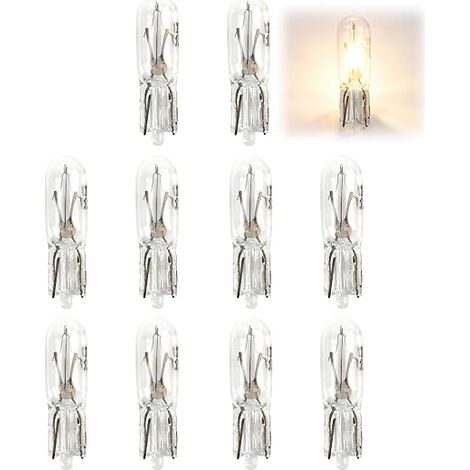 10pcs T5 12V White LED Dashboard Light Bulbs Replacement T5 Bulbs Without Cap for Car Dashboard Compact Size Easy to Install (1/5)