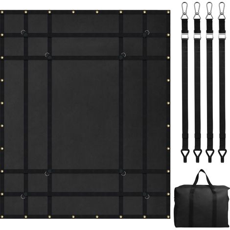 Filet de chargement pour camion, 183 x 145 cm, robuste pour benne, 4 sangles réglables avec mousquetons et crochets caoutchoutés, durable, pour pickup, 4x4, SUV, bateau (Noir) (1/5)