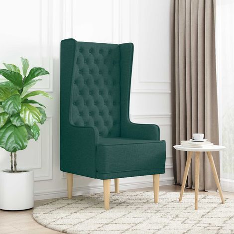 vidaXL Silla de respaldo alto con capitoné con botones Verde oscuro (1/5)