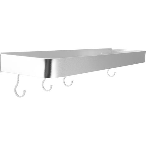 Porte-serviettes mural multifonctionnel en aluminium spatial pour salle de bain, étagère de rangement multifonctionnelle pour cuisine, 50 cm avec crochets (1/5)