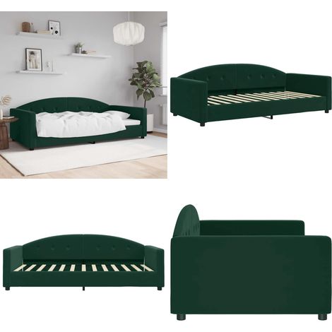 Tagesbett Dunkelgrün 100x200 cm Samt - Sofa - Bett - Schlafsofa - Gästebett - Wohnzimmer - Home & Living (1/5)