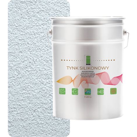 Silikonputz für Fassaden, weiß und hellblau, 1,5 mm Premium, 15 kg (1/5)