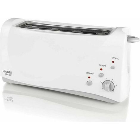 Grille-pain haeger bulgari 1000w - 1 fente extra-longue - 6 positions de grillage - fonction réchauffage/décongélation - position boost supplémentaire (1/2)