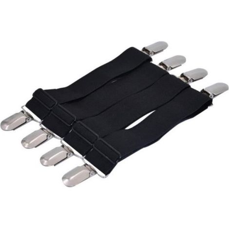 Drap Housse,4 pièces-ensemble élastique drap de lit bande attache drap de lit pinces ceinture réglable matelas - Type 22cm-white (1/4)