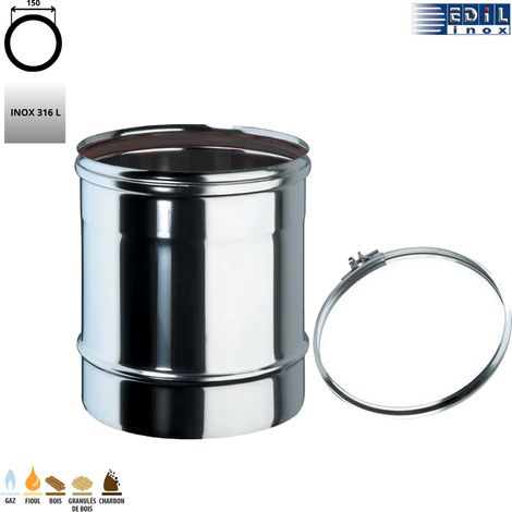 Tuyau élément droit 25 cm inox diam. 150 mm Edilinox (1/4)