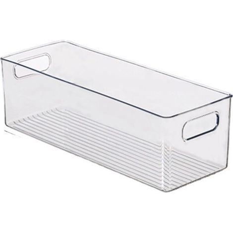 Cabinet/Kitchen Boîte de Rangement, Moyen Bac pour Réfrigérateur en Plastique, Longue Boîte, Transparent (1/4)