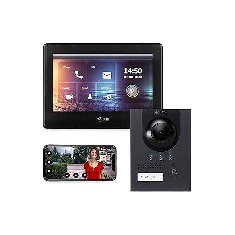 GOLIATH PRO IP Türsprechanlage  App  Anthrazit  1-Familie  7 Zoll  Unterputz  180° Kamera