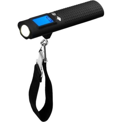4 en 1 Pese bagage valise électronique rechargeable110Lb/50Kg LCD lampe torche de poche,Balance à bagages numérique portable Balance de voyage, chargeur téléphone pèse bagage voyage couleur noire (1/5)