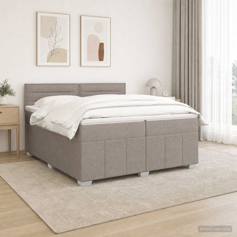 vidaXL Lit boxspring avec matelas Taupe 200 x 200 cm Tissu (1/5)