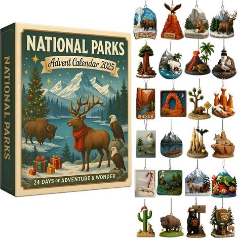 (1 Stück) Nationalparks-Adventskalender 2025, 24-tägiger Weihnachtskalender mit Sammlerstücken aus amerikanischen Nationalparks, Wildtieren und Landschaften, Geschenk für Naturliebhaber und Familien (1/5)