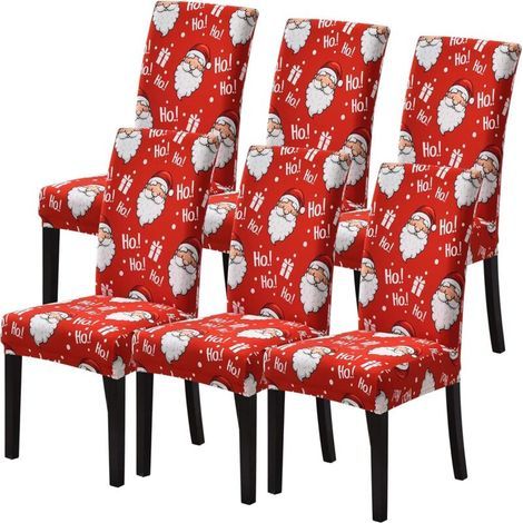 Christmas Chair Cover Set of 6 for Dining Room Living Room, Modern Universal Stretchable Chair Cover as Indoor Christmas Decoration (chairs not included) (1/5)