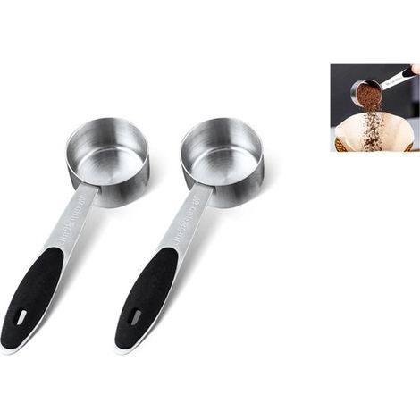 Set di misurini per caffè, composto da 2 misurini in acciaio inox per caffè in polvere. Misurini per caffè di alta qualità. Set di 2 misurini in acciaio inox per caffè. (1/5)