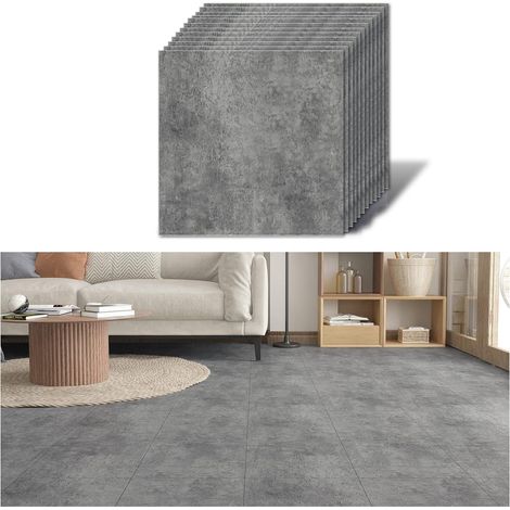 Dalle PVC Adhesive Sol Effet Beton Gris Vintage Carrelage Adhesif Sol Salle de Bain Carreaux Adhesif Cuisine Imperméable Dalles Garage Stickers Carrelage Salon 1.5mm 30 cm × 30 cm 12 Pièces (1/5)