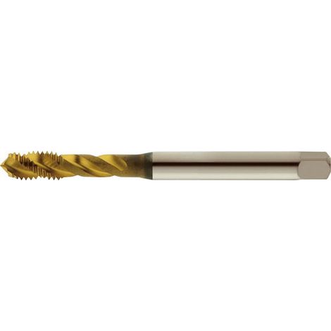 Maschio Macchina Per Fori Ciechi, Din 371, Superficie Di Rivestimento Tin, Filettatura: M8, No 1,25 Mm Di Lunghezza. Totale 90 Millimetri Gambo Ø 8,0 Millimetri