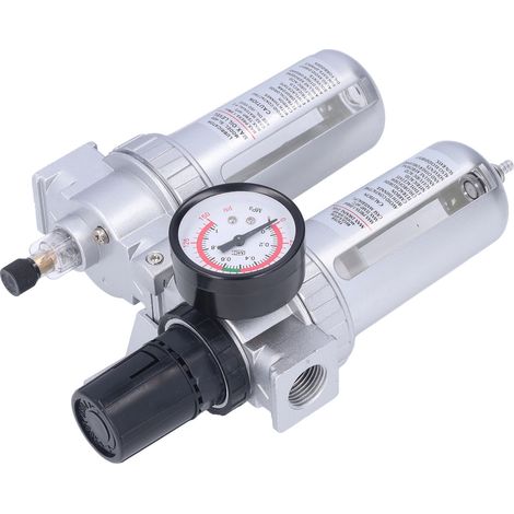 Filtre compresseur air G1/2in séparateur eau huile régulateur avec manomètre 1Mpa aluminium (1/5)