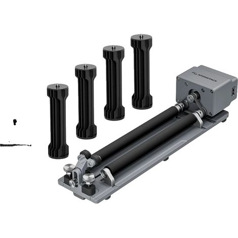 Accesorio giratorio para grabado láser, fabricado en aluminio de alta calidad, compatible con objetos de hasta 90 mm, admite rotación de 180° y 360°, ajuste sin herramientas, equipado con 4 botones. (1/5)