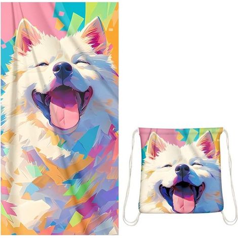 Serviette de plage 70 x 140 cm avec sac à dos - Serviette de plage en microfibre et coton - Grande serviette de plage - Pour enfants, s, s et adultes (1/4)