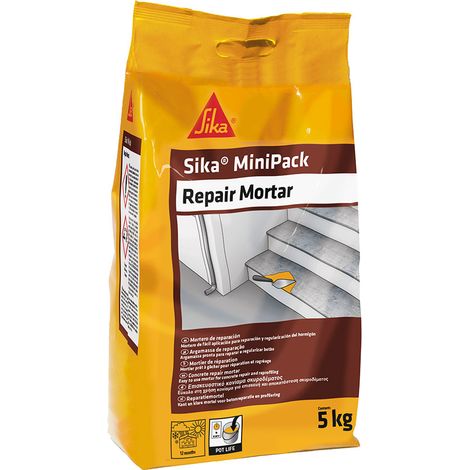 Sika Minipack Mortero de Reparacion, Mortero de reparacion listo para su uso, 5kg, Gris (1/4)