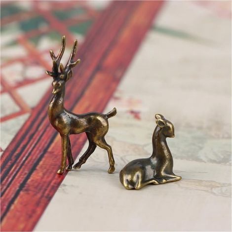 Alliage de Cuivre Cerf Sika Table Petits Ornements Vintage Figurines D'Animaux Décorations de Bureau Accessoires Décoration de (1/5)