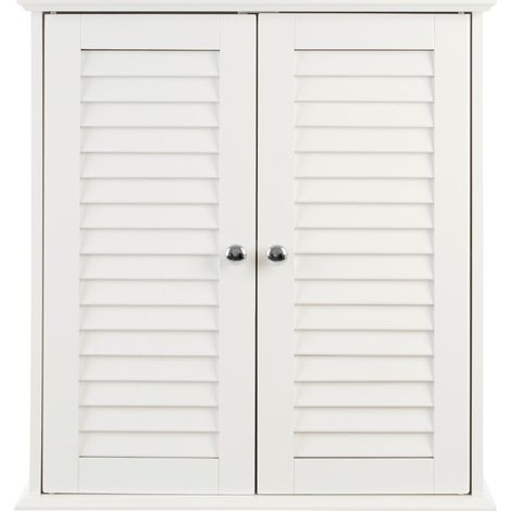 Premier Housewares White Wood 2 Door Wall Cabinet (1/6)