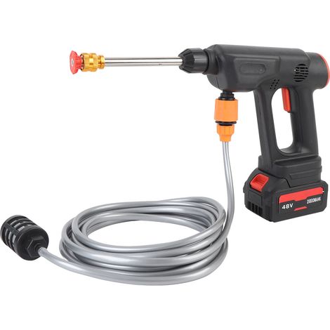 Pistolet nettoyeur haute pression sans fil à batterie, 900 PSI, portable, avec 2 batteries 21,8 Ah, buse 6 en 1 pour le nettoyage des sols de voiture, prise UE. (1/5)