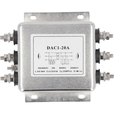 EMI-Netzfilter, 3-phasig, 3-adrig, Entstörungsfilter, Rauschunterdrückung, AC 250 V – 440 V, 50 Ω, 6 Ω
