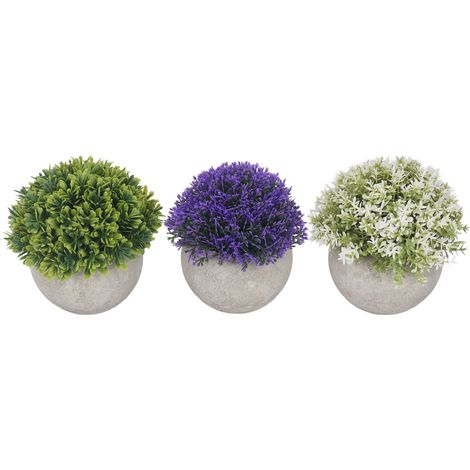 Lot de 3 Plantes Artificielles en Pot, Fausses Plantes Réalistes, Base Ronde, Durables, Faciles d'Entretien, Décor pour Maison (1/5)