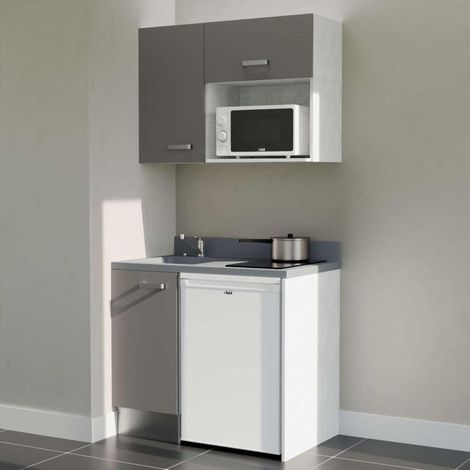 Kochnischen K00L - 100 cm - Grau - Cromo - Spüle links + Haushaltsgeräte weiß (1/5)