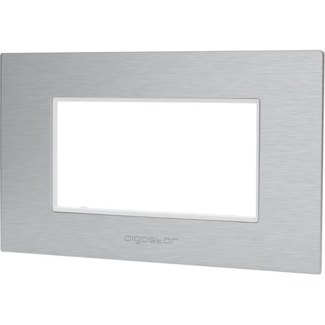 Placca 4 moduli 504 in alluminio argento compatibile anche con BTicino Livinglight