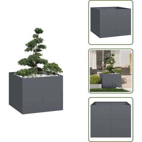 vidaXL Jardinière anthracite 100x100x80 cm acier (1/5)