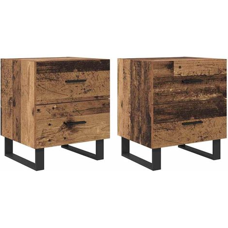 Maison Exclusive - Armadio da Notte 2 pz Legno Antico e Nero 40 x 35 x 47,5 cm (1/5)
