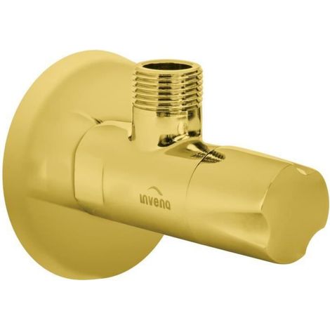 Robinets D Arret Eau - Laiton BSP 1/2 Pouces X 1/2 Pouces - Pour Lavabo Et Bidet - Finition Or - 1 Piece (1/2)