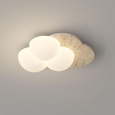 Creative ceiling light in cream-yellow travertine, dimmable LED, Wabi-sabi style, for a child's bedroom or living room (1/5)