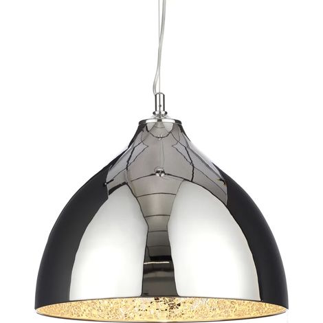 Litecraft Ceiling Pendant 1 Light With Mosaic Lined Shade - Polished Chrome