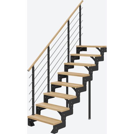 Dolle Modultreppe Gardentop Innen Buche 8 Stufen 144-176cm Geschosshöhe 75cm Stufenbreite inkl. Geländer (1/4)