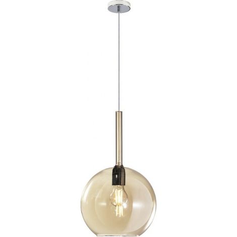 Lampadario moderno top light future 1155cr sg e27 led vetro pirex soffiato sospensione, vetro ambra